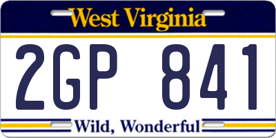 WV license plate 2GP841
