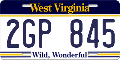 WV license plate 2GP845