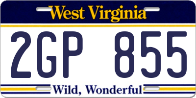 WV license plate 2GP855