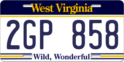 WV license plate 2GP858
