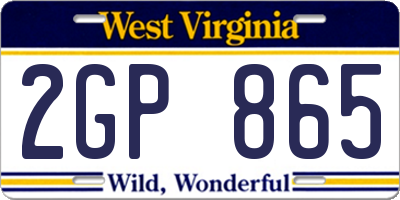 WV license plate 2GP865
