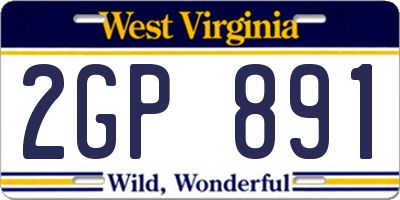 WV license plate 2GP891