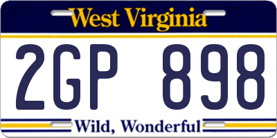 WV license plate 2GP898