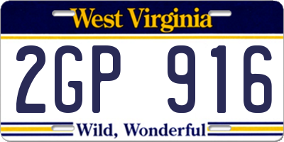 WV license plate 2GP916