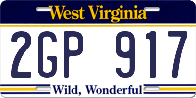 WV license plate 2GP917