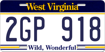 WV license plate 2GP918