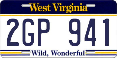 WV license plate 2GP941
