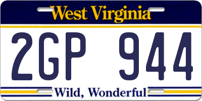WV license plate 2GP944