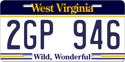 WV license plate 2GP946