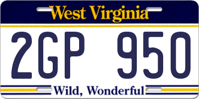 WV license plate 2GP950