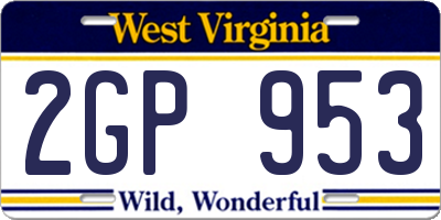WV license plate 2GP953