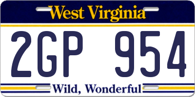WV license plate 2GP954