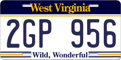 WV license plate 2GP956