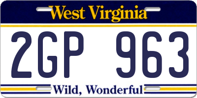 WV license plate 2GP963
