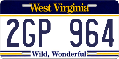 WV license plate 2GP964