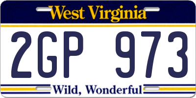 WV license plate 2GP973
