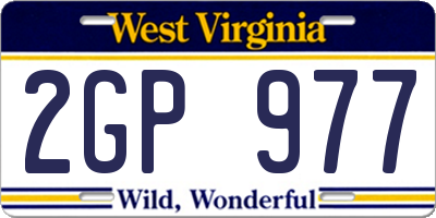 WV license plate 2GP977