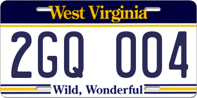 WV license plate 2GQ004