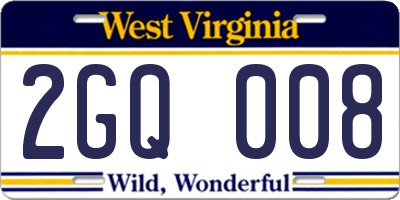 WV license plate 2GQ008
