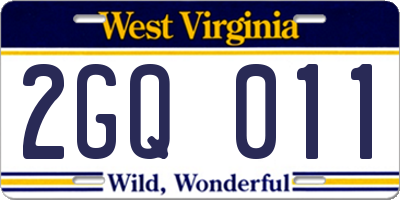 WV license plate 2GQ011