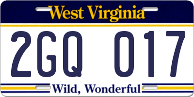 WV license plate 2GQ017