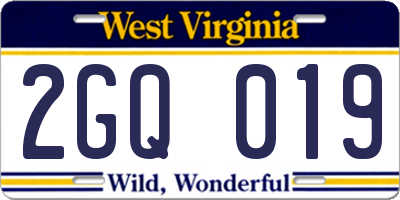 WV license plate 2GQ019