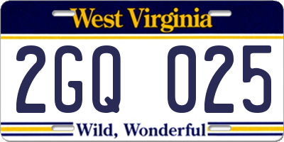 WV license plate 2GQ025