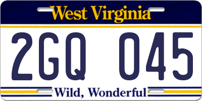 WV license plate 2GQ045