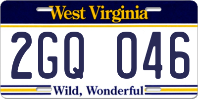 WV license plate 2GQ046