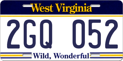 WV license plate 2GQ052