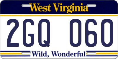 WV license plate 2GQ060