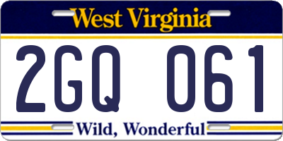 WV license plate 2GQ061