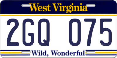 WV license plate 2GQ075