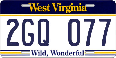 WV license plate 2GQ077