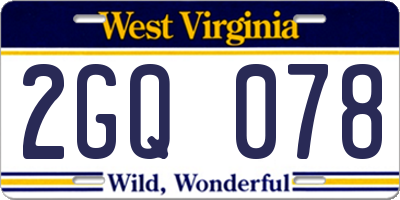 WV license plate 2GQ078