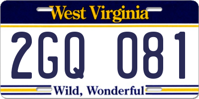 WV license plate 2GQ081