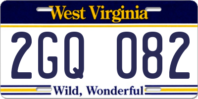 WV license plate 2GQ082