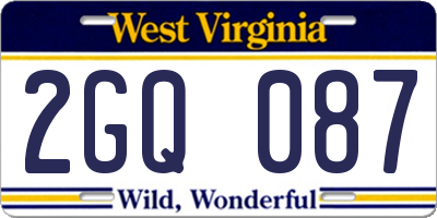 WV license plate 2GQ087