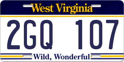 WV license plate 2GQ107