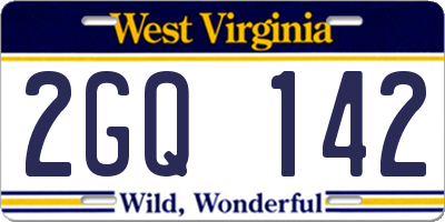 WV license plate 2GQ142