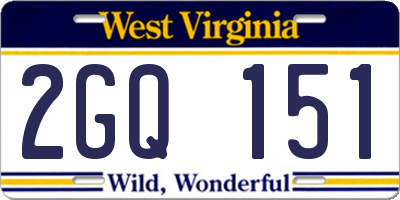 WV license plate 2GQ151