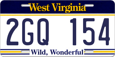 WV license plate 2GQ154