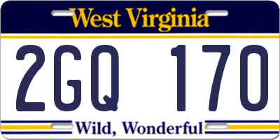 WV license plate 2GQ170