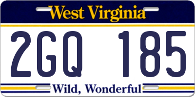 WV license plate 2GQ185