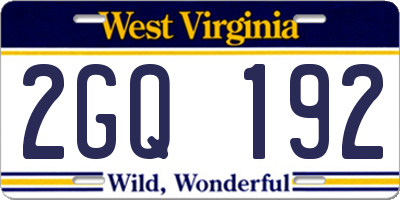 WV license plate 2GQ192