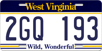 WV license plate 2GQ193