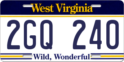 WV license plate 2GQ240