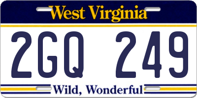 WV license plate 2GQ249