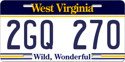 WV license plate 2GQ270
