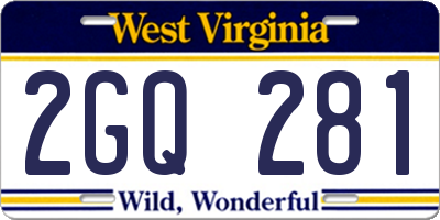 WV license plate 2GQ281